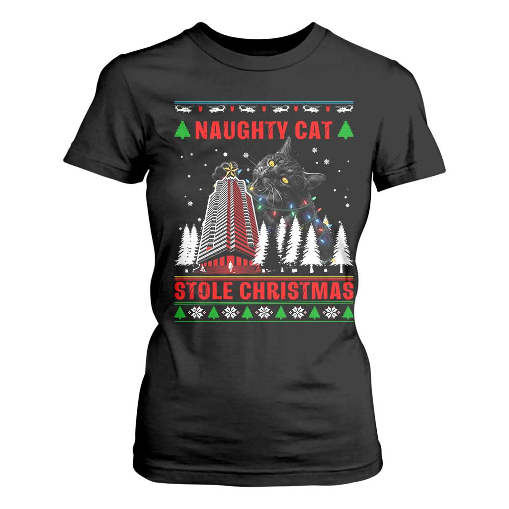 Nakatomi Plaza Christmas T Shirt For Women Funny Naughty Santa Cat Humor TS14 Black Print Your Wear