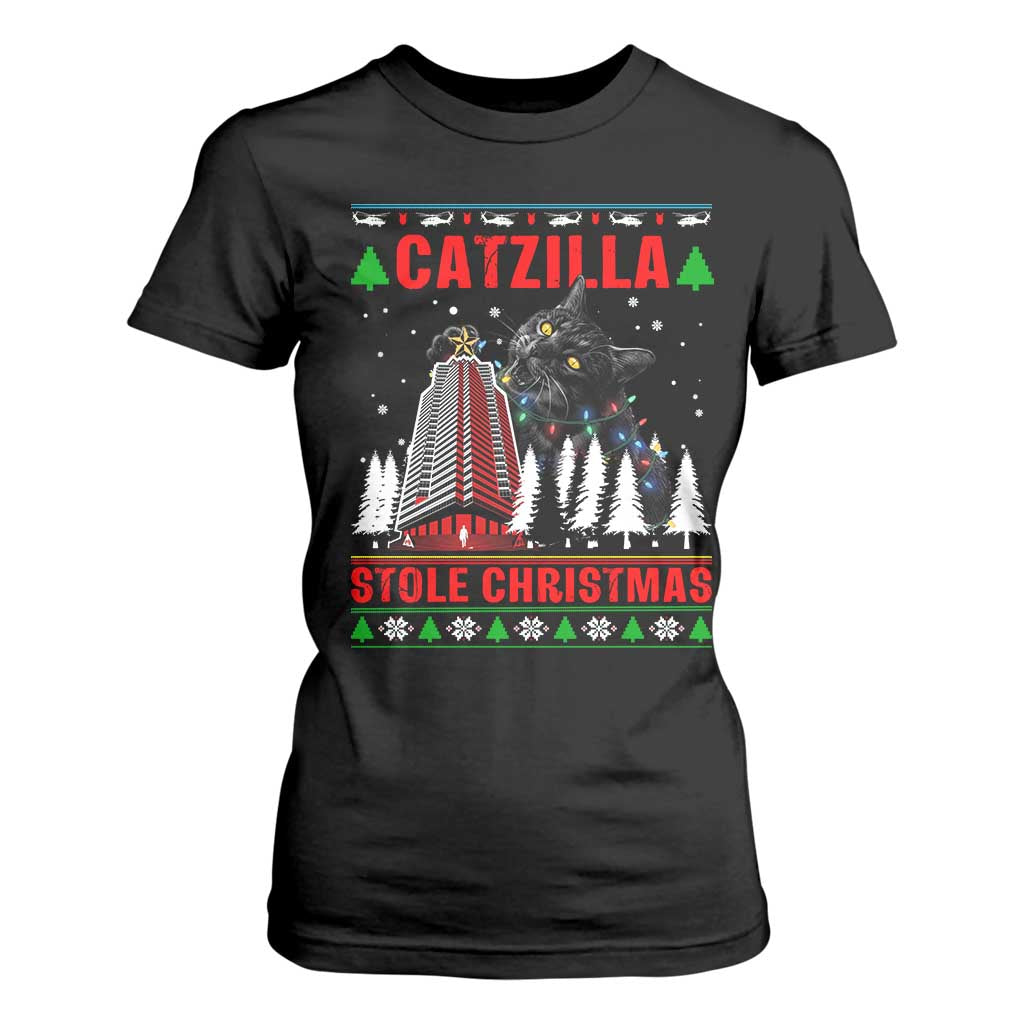 Nakatomi Plaza Christmas T Shirt For Women Funny Catzilla Monster Xmas TS14 Black Print Your Wear