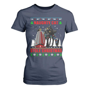 Nakatomi Plaza Christmas T Shirt For Women Funny Naughty Santa Cat Humor TS14 Navy Print Your Wear