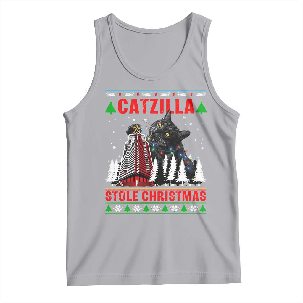 Nakatomi Plaza Christmas Tank Top Funny Catzilla Monster Xmas TS14 Athletic Heather Print Your Wear
