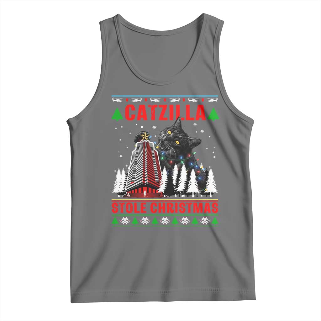 Nakatomi Plaza Christmas Tank Top Funny Catzilla Monster Xmas TS14 Black Heather Print Your Wear
