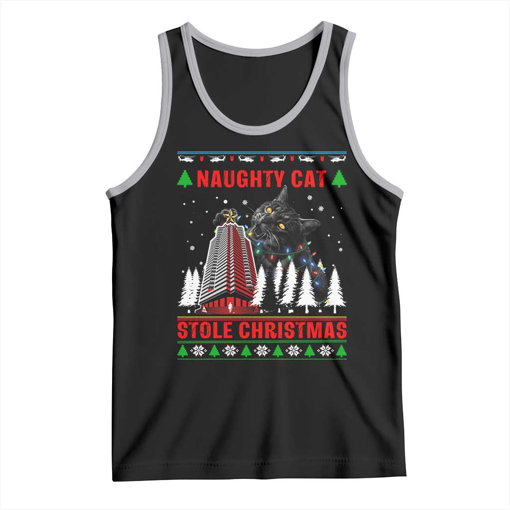 Nakatomi Plaza Christmas Tank Top Funny Naughty Santa Cat Humor TS14 Black Athletic Heather Print Your Wear
