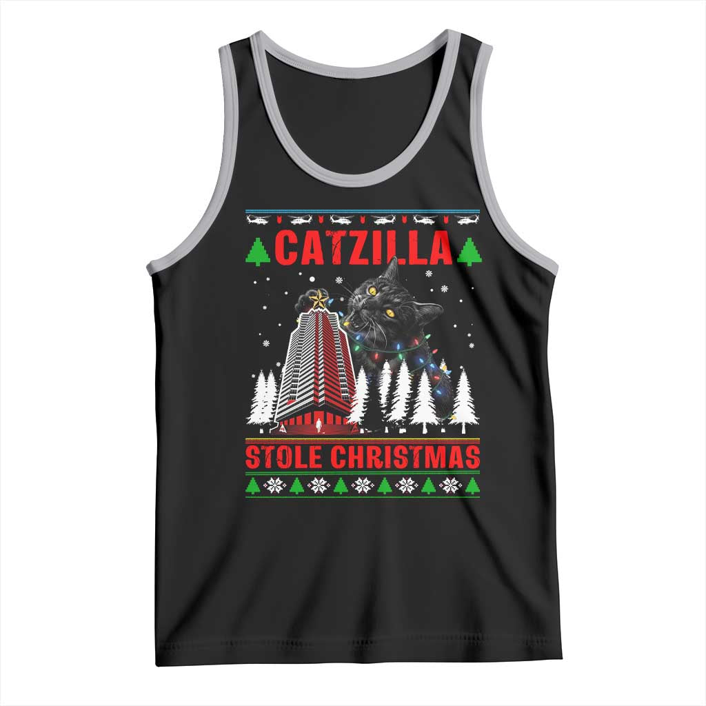 Nakatomi Plaza Christmas Tank Top Funny Catzilla Monster Xmas TS14 Black Athletic Heather Print Your Wear