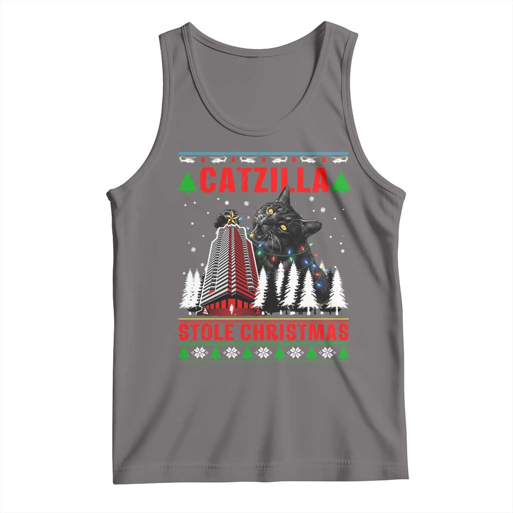Nakatomi Plaza Christmas Tank Top Funny Catzilla Monster Xmas TS14 Deep Heather Print Your Wear