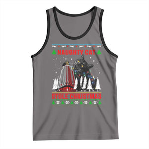 Nakatomi Plaza Christmas Tank Top Funny Naughty Santa Cat Humor TS14 Deep Heather Black Print Your Wear
