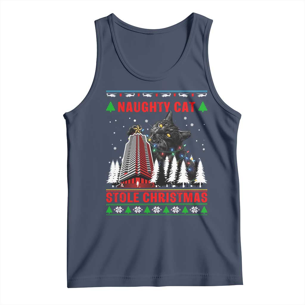 Nakatomi Plaza Christmas Tank Top Funny Naughty Santa Cat Humor TS14 Navy Print Your Wear