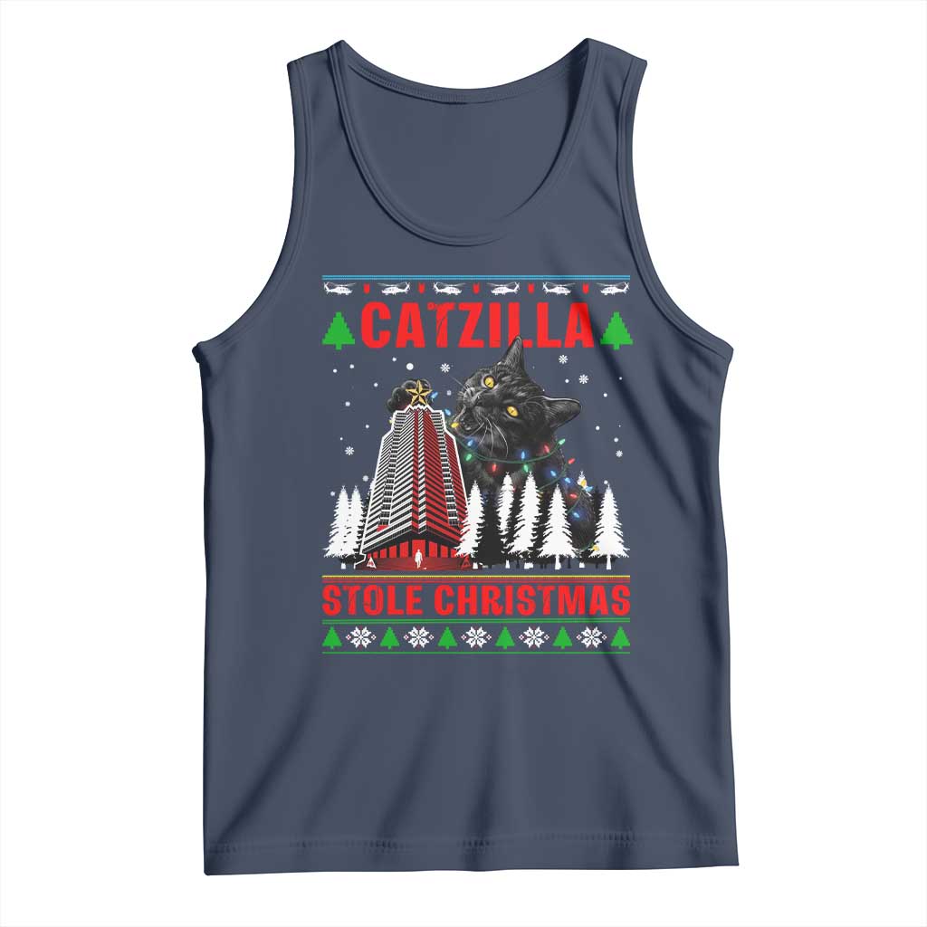 Nakatomi Plaza Christmas Tank Top Funny Catzilla Monster Xmas TS14 Navy Print Your Wear