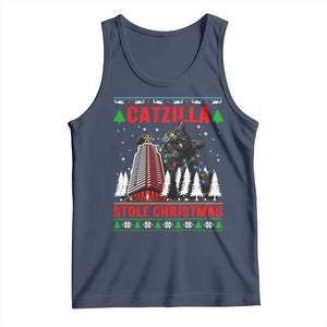 Nakatomi Plaza Christmas Tank Top Funny Catzilla Monster Xmas TS14 Navy Print Your Wear