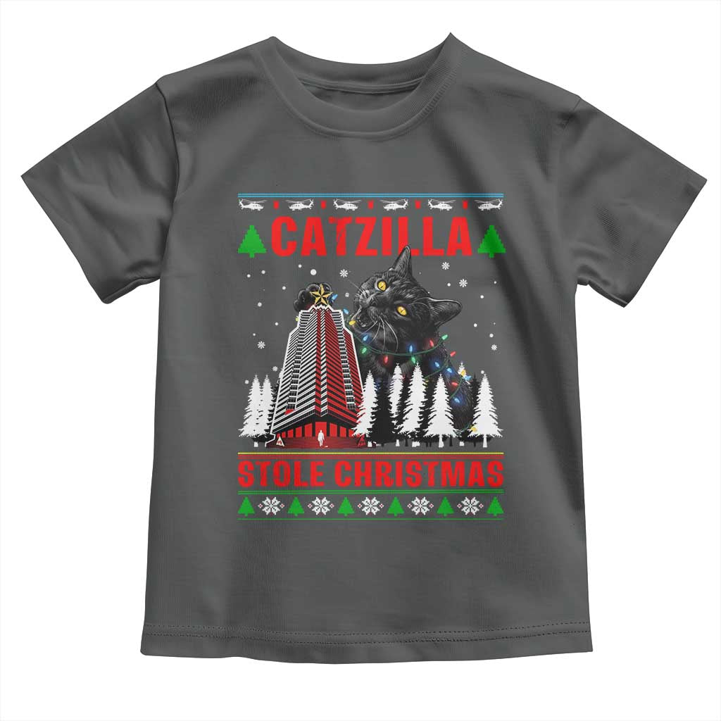 Nakatomi Plaza Christmas Toddler T Shirt Funny Catzilla Monster Xmas TS14 Dark Heather Print Your Wear