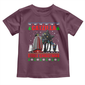 Nakatomi Plaza Christmas Toddler T Shirt Funny Catzilla Monster Xmas TS14 Maroon Print Your Wear