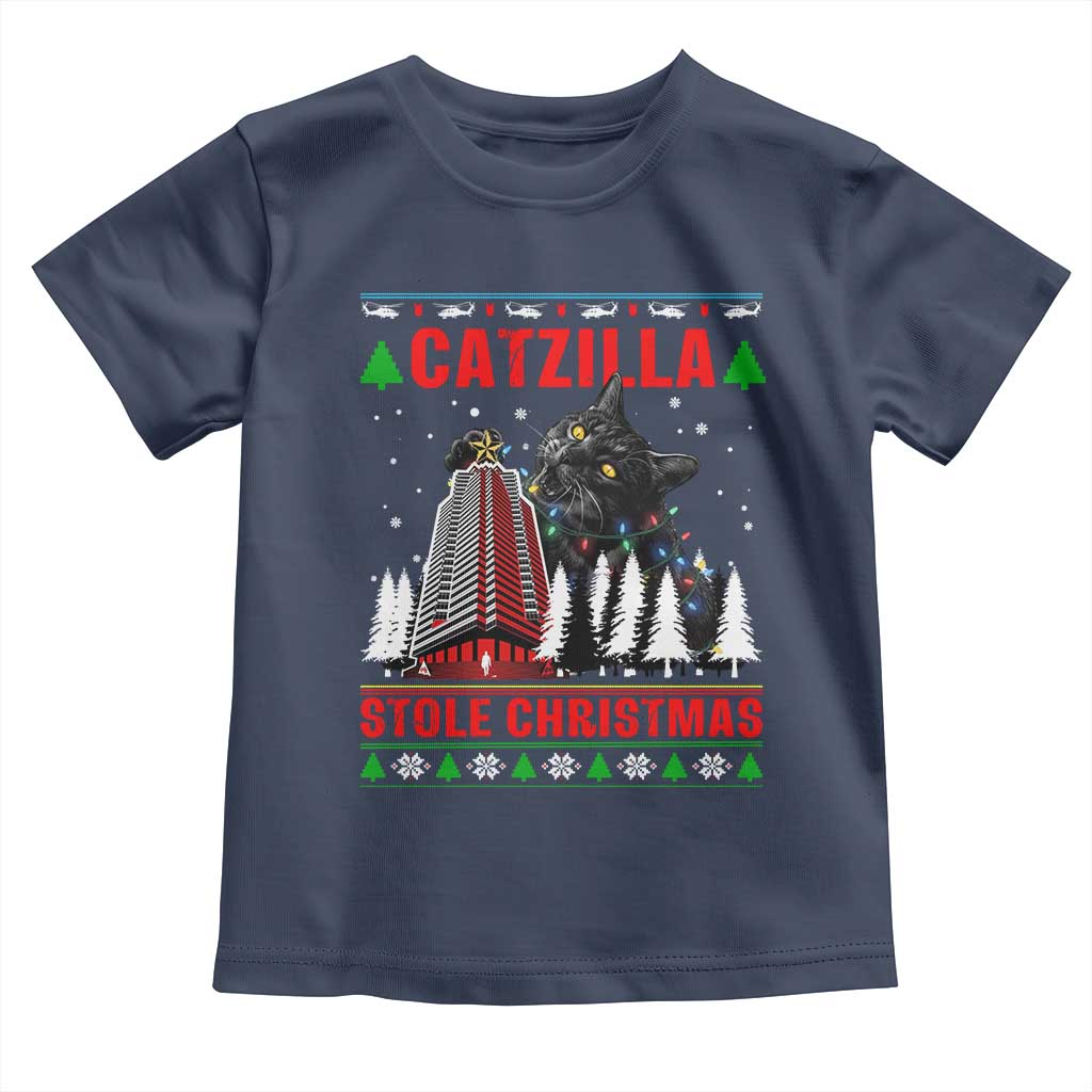 Nakatomi Plaza Christmas Toddler T Shirt Funny Catzilla Monster Xmas TS14 Navy Print Your Wear
