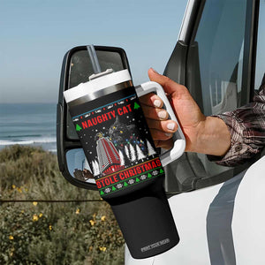 Nakatomi Plaza Christmas Tumbler With Handle Funny Naughty Santa Cat Humor TS14 Print Your Wear