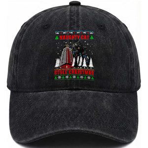 Nakatomi Plaza Christmas Washed Cotton Baseball Cap Funny Naughty Santa Cat Humor TS14 Washed Cap Universal Fit Black Print Your Wear