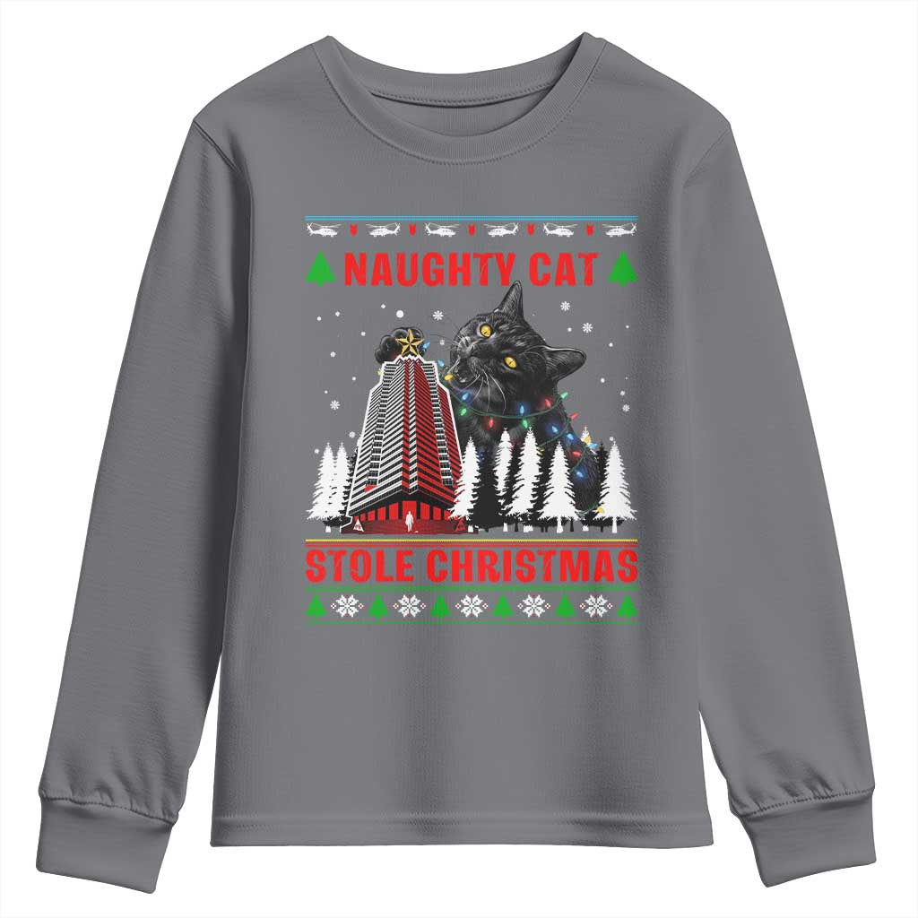 Nakatomi Plaza Christmas Youth Sweatshirt Funny Naughty Santa Cat Humor TS14 Charcoal Print Your Wear