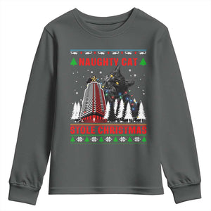 Nakatomi Plaza Christmas Youth Sweatshirt Funny Naughty Santa Cat Humor TS14 Dark Heather Print Your Wear
