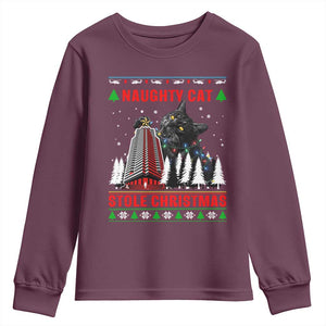 Nakatomi Plaza Christmas Youth Sweatshirt Funny Naughty Santa Cat Humor TS14 Maroon Print Your Wear