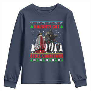 Nakatomi Plaza Christmas Youth Sweatshirt Funny Naughty Santa Cat Humor TS14 Navy Print Your Wear
