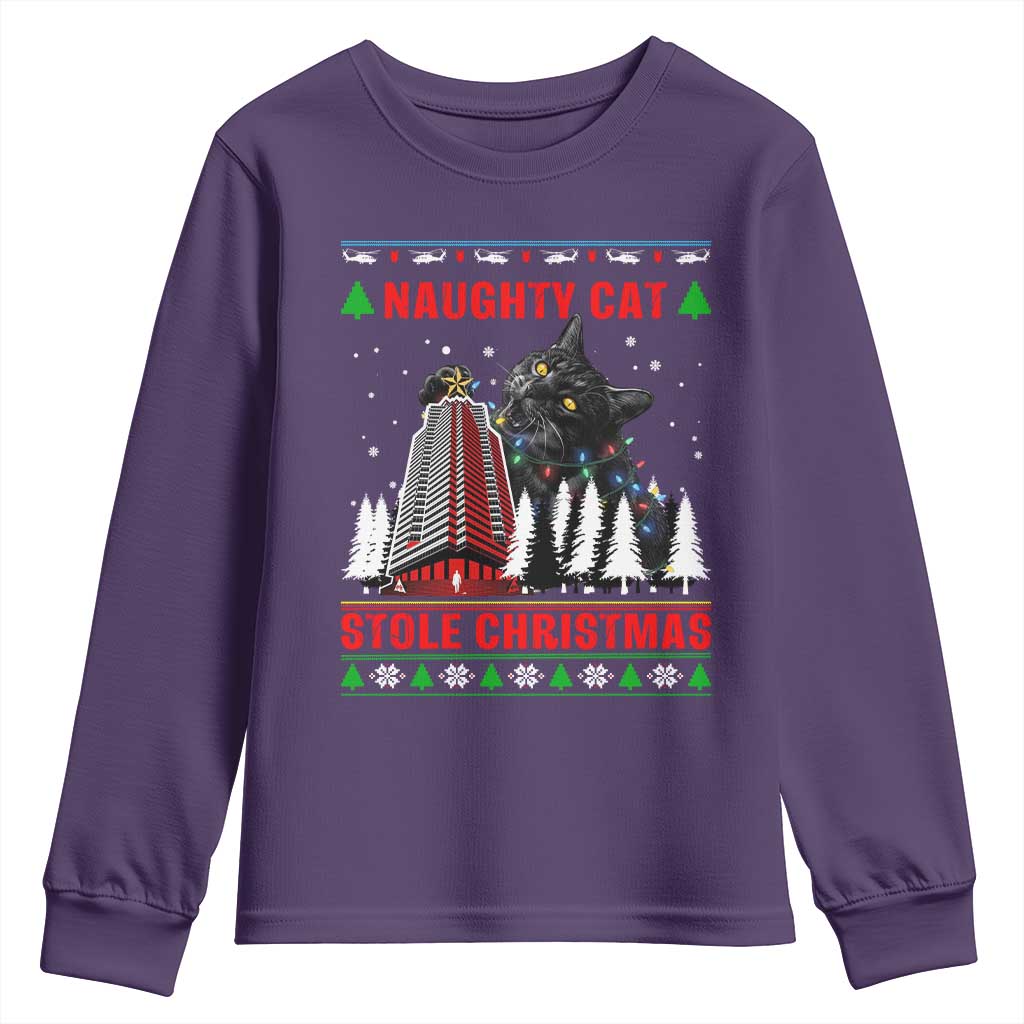 Nakatomi Plaza Christmas Youth Sweatshirt Funny Naughty Santa Cat Humor TS14 Purple Print Your Wear