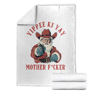 Yippee Ki Yay Mother Fcker Throw Blanket Funny Santa Gun Christmas TS14 White Print Your Wear