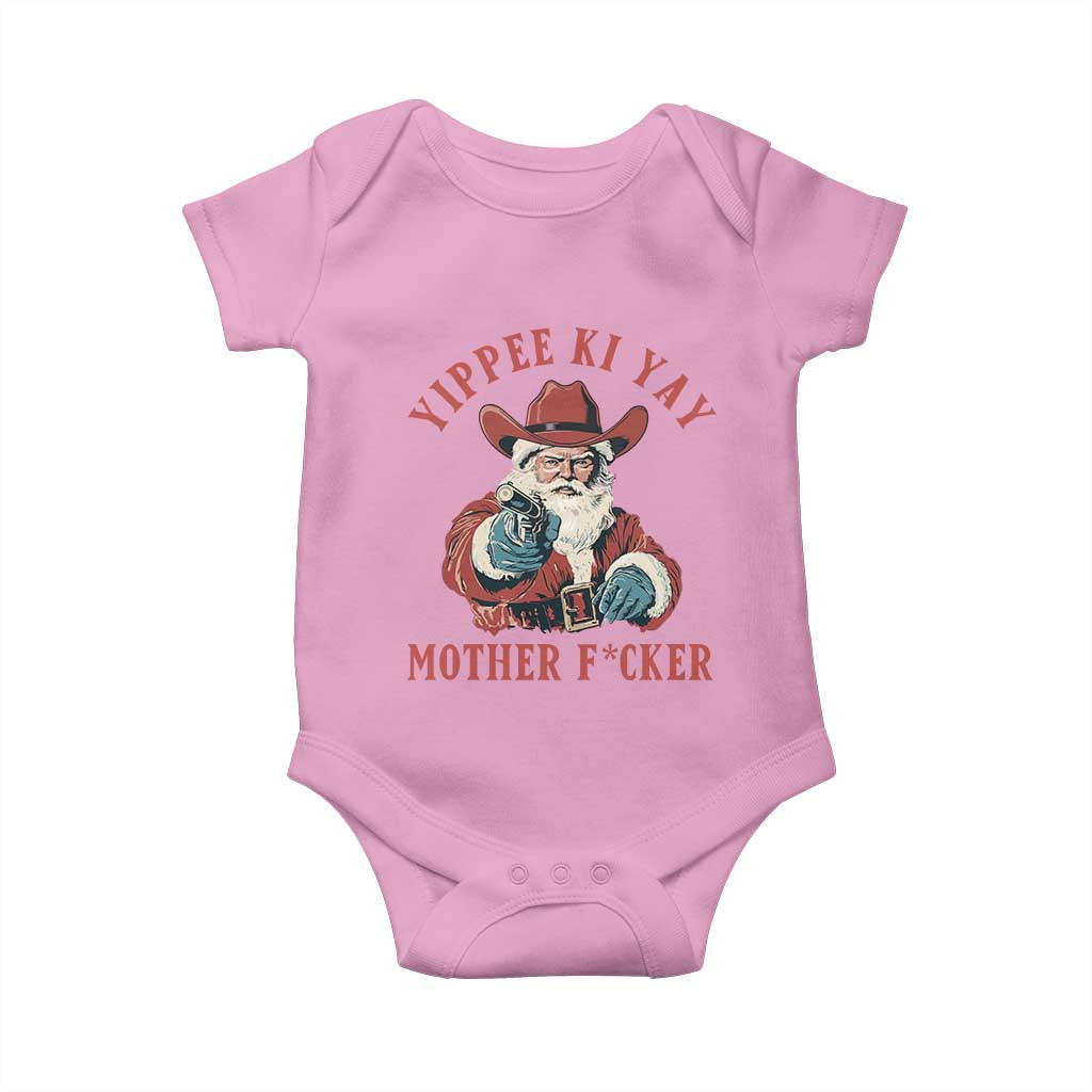 Yippee Ki Yay Mother Fcker Baby Onesie Funny Santa Gun Christmas TS14 Light Pink Print Your Wear