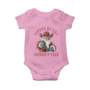 Yippee Ki Yay Mother Fcker Baby Onesie Funny Santa Gun Christmas TS14 Light Pink Print Your Wear