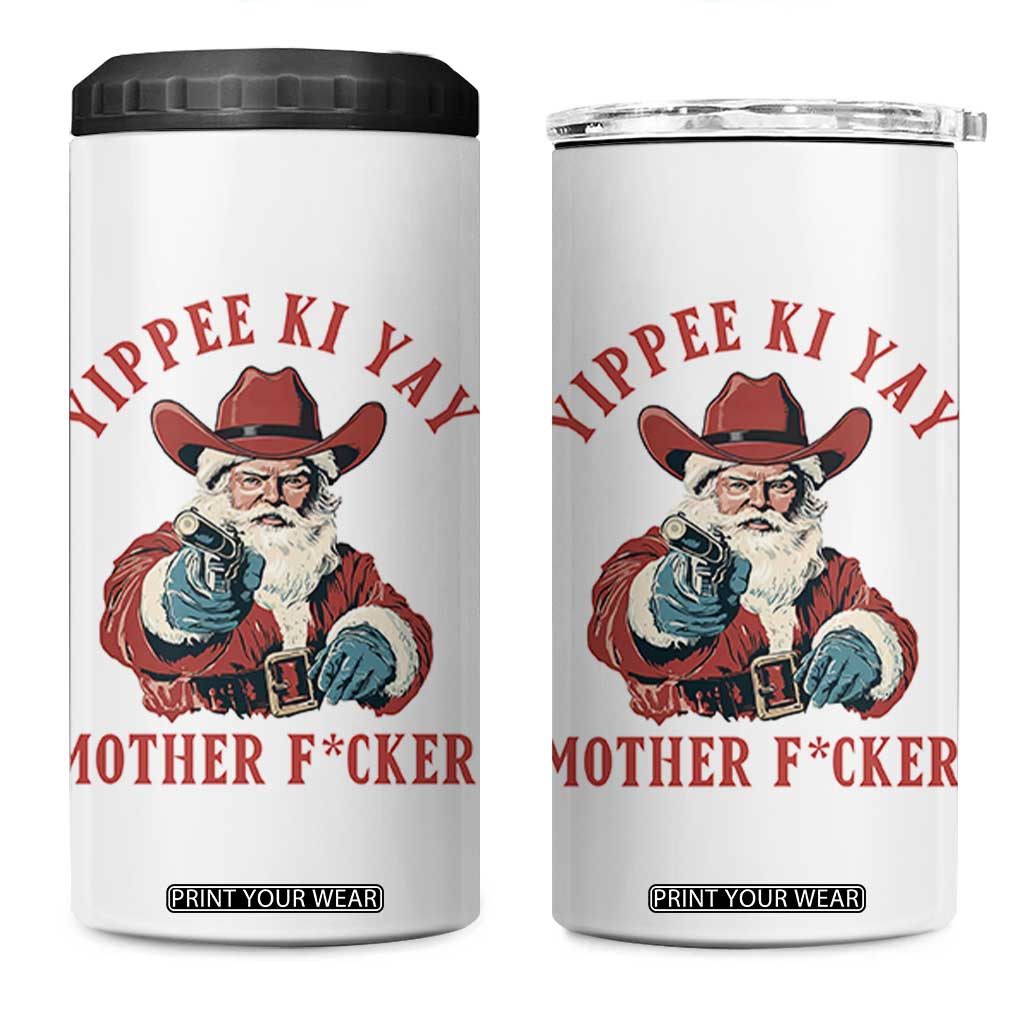 Yippee Ki Yay Mother Fcker 4 in 1 Can Cooler Tumbler Funny Santa Gun Christmas TS14 One Size: 16 oz White Print Your Wear