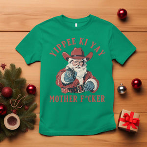 Yippee Ki Yay Mother Fcker T Shirt Funny Santa Gun Christmas TS14 Irish Green Print Your Wear