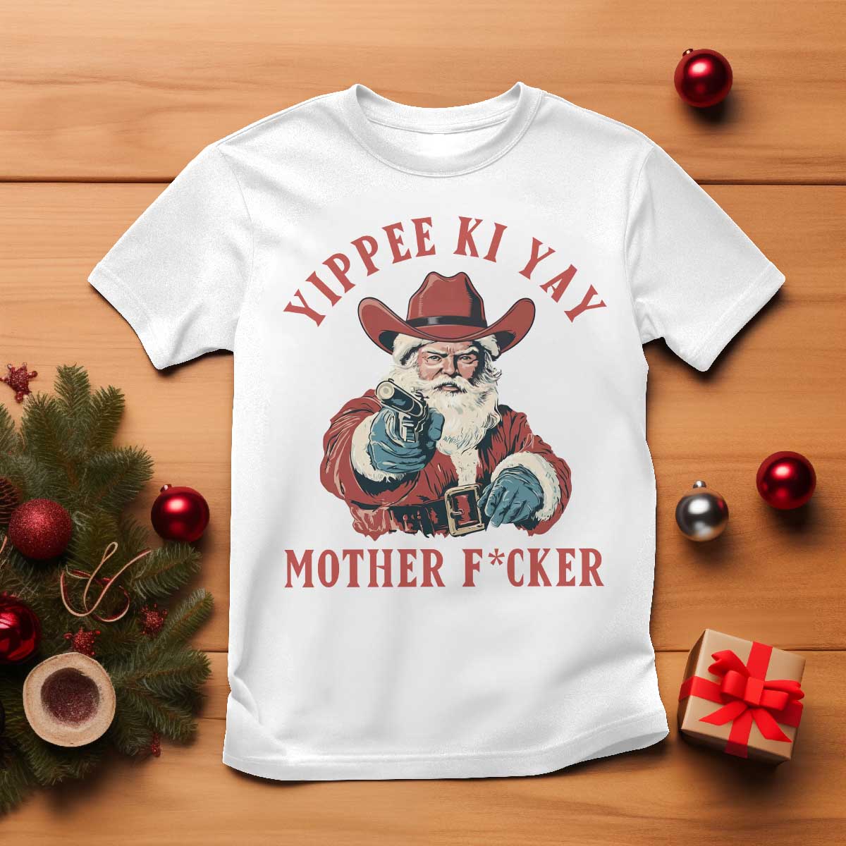 Yippee Ki Yay Mother Fcker T Shirt Funny Santa Gun Christmas TS14 White Print Your Wear