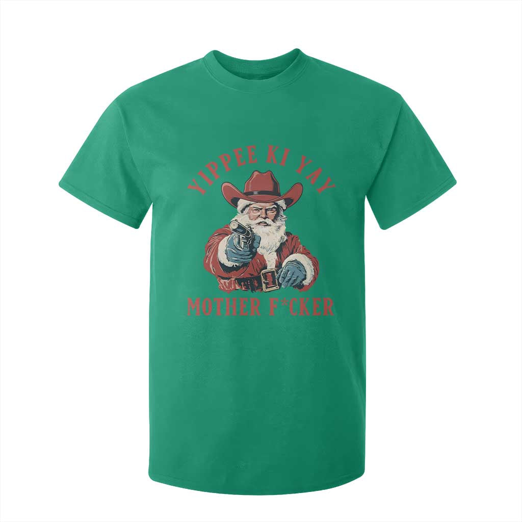 Yippee Ki Yay Mother Fcker T Shirt For Kid Funny Santa Gun Christmas TS14 Irish Green Print Your Wear