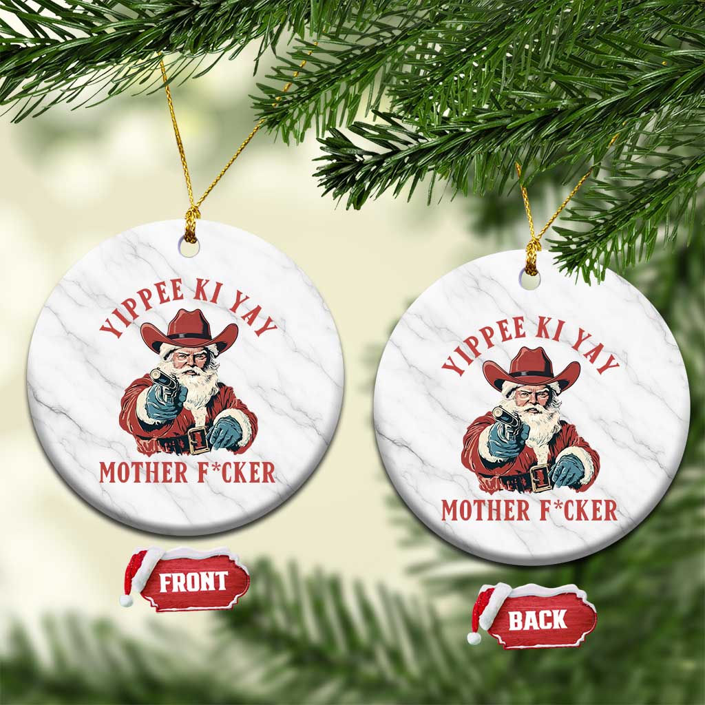 Yippee Ki Yay Mother Fcker Ceramic Ornament Funny Santa Gun Christmas TS14 1pc White Marble Print Your Wear