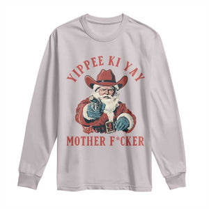Yippee Ki Yay Mother Fcker Long Sleeve Shirt Funny Santa Gun Christmas TS14 Ice Gray Print Your Wear
