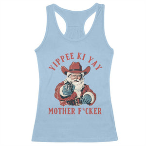 Yippee Ki Yay Mother Fcker Racerback Tank Top Funny Santa Gun Christmas TS14 Light Blue Print Your Wear