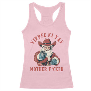 Yippee Ki Yay Mother Fcker Racerback Tank Top Funny Santa Gun Christmas TS14 Light Pink Print Your Wear