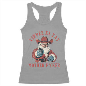 Yippee Ki Yay Mother Fcker Racerback Tank Top Funny Santa Gun Christmas TS14 Sport Gray Print Your Wear
