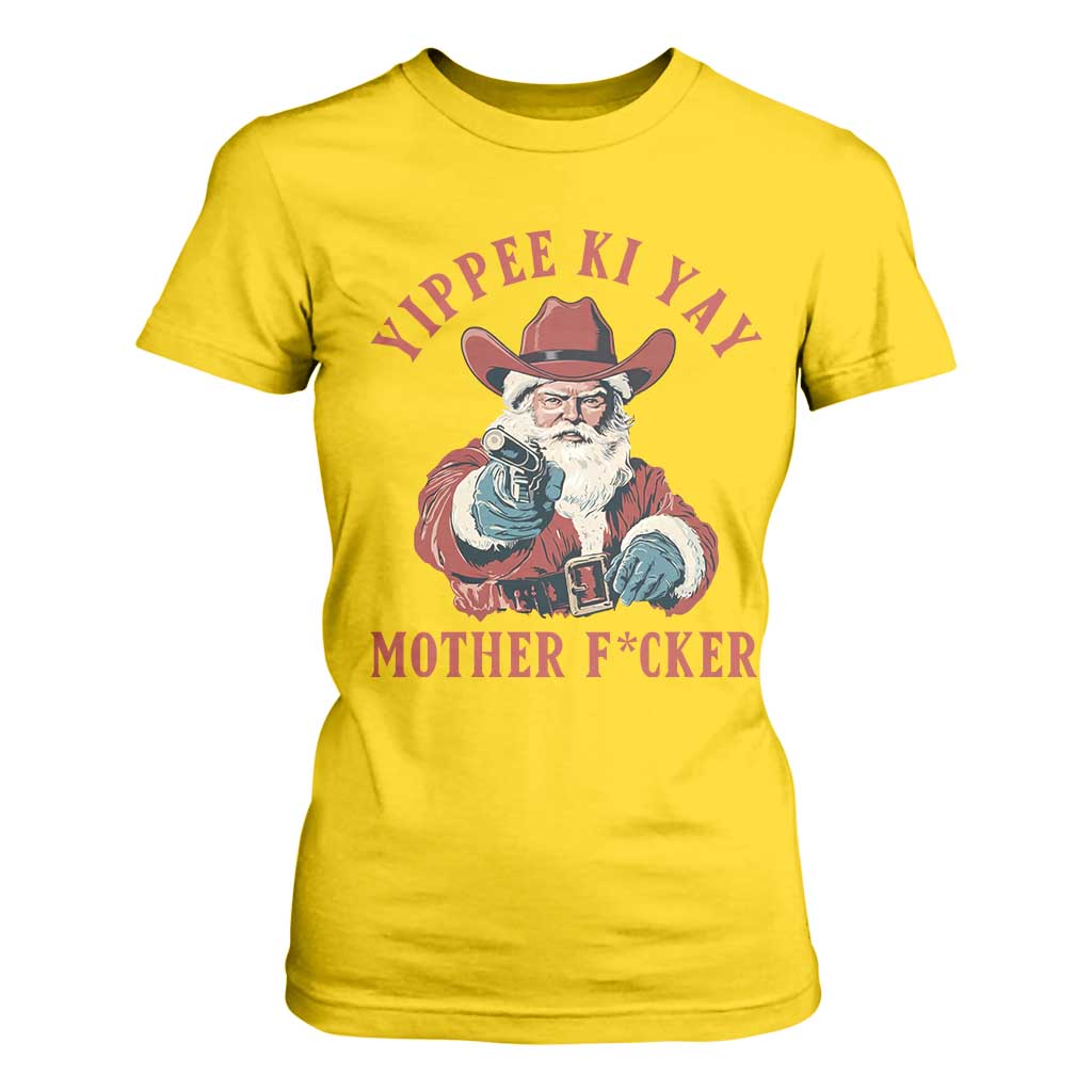 Yippee Ki Yay Mother Fcker T Shirt For Women Funny Santa Gun Christmas TS14 Daisy Print Your Wear