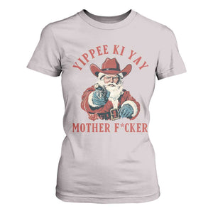 Yippee Ki Yay Mother Fcker T Shirt For Women Funny Santa Gun Christmas TS14 Ice Gray Print Your Wear