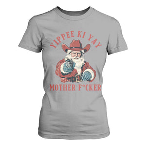 Yippee Ki Yay Mother Fcker T Shirt For Women Funny Santa Gun Christmas TS14 Sport Gray Print Your Wear