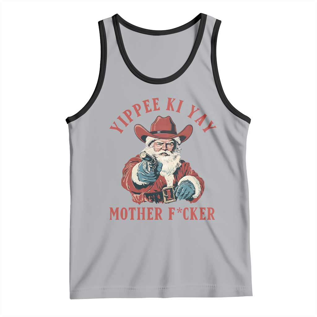 Yippee Ki Yay Mother Fcker Tank Top Funny Santa Gun Christmas TS14 Athletic Heather Black Print Your Wear