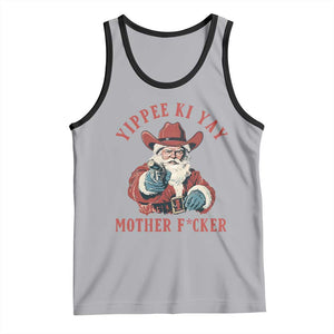 Yippee Ki Yay Mother Fcker Tank Top Funny Santa Gun Christmas TS14 Athletic Heather Black Print Your Wear