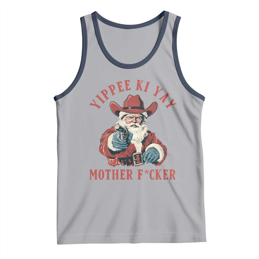 Yippee Ki Yay Mother Fcker Tank Top Funny Santa Gun Christmas TS14 Athletic Heather Navy Print Your Wear