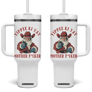 Yippee Ki Yay Mother Fcker Tumbler With Handle Funny Santa Gun Christmas TS14 One Size: 40 oz White Print Your Wear