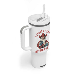 Yippee Ki Yay Mother Fcker Tumbler With Handle Funny Santa Gun Christmas TS14 Print Your Wear