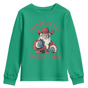 Yippee Ki Yay Mother Fcker Youth Sweatshirt Funny Santa Gun Christmas TS14 Irish Green Print Your Wear