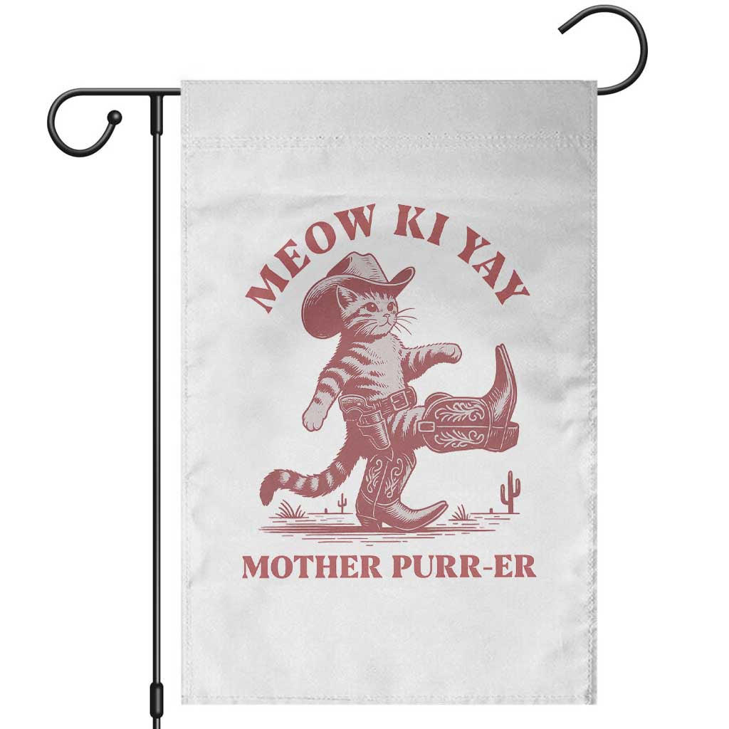 Funny Cowboy Cat Garden Flag Western Rodeo Meow Ki Yay Mother Purrer TS14 White Print Your Wear