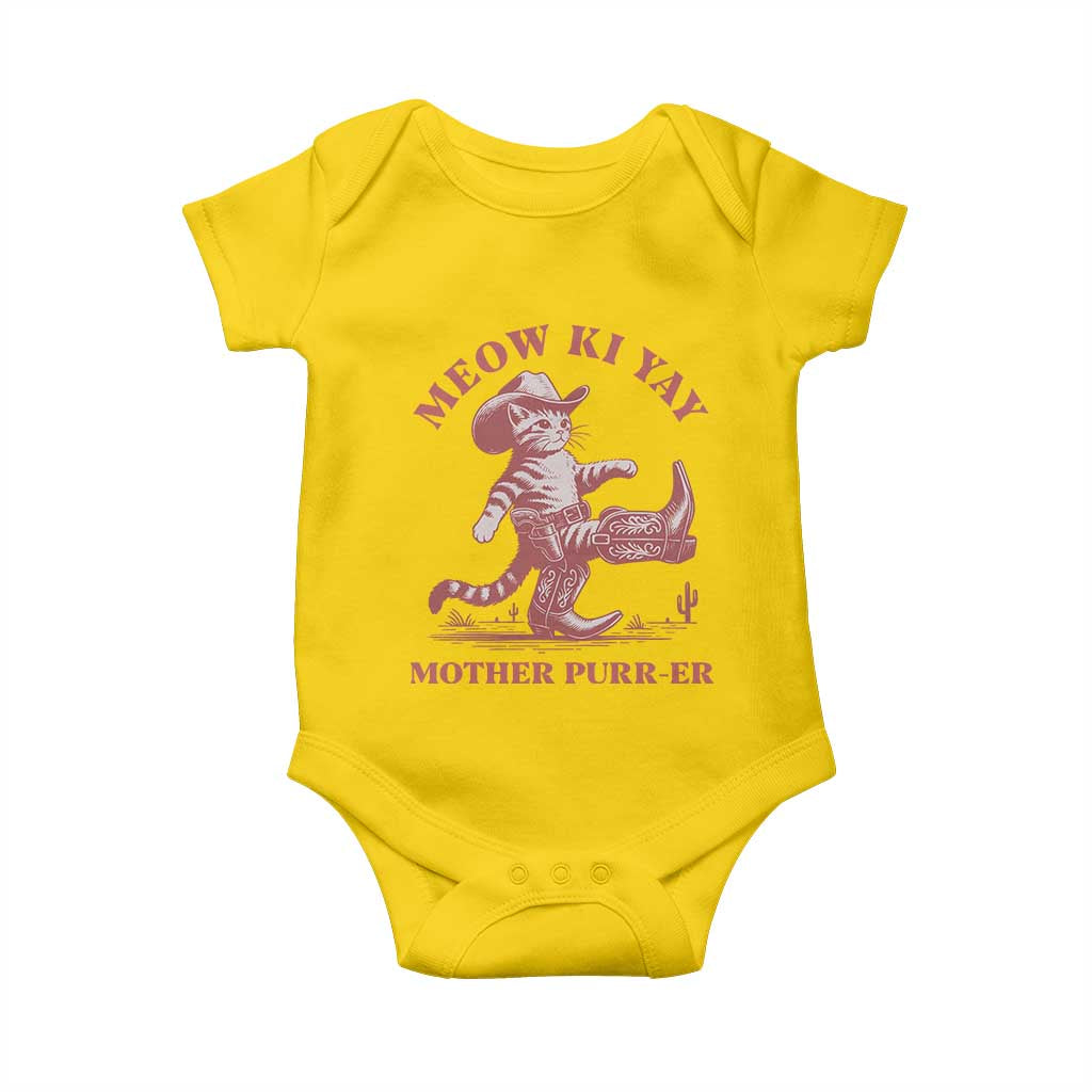 Funny Cowboy Cat Baby Onesie Western Rodeo Meow Ki Yay Mother Purrer TS14 Daisy Print Your Wear