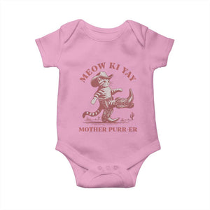 Funny Cowboy Cat Baby Onesie Western Rodeo Meow Ki Yay Mother Purrer TS14 Light Pink Print Your Wear
