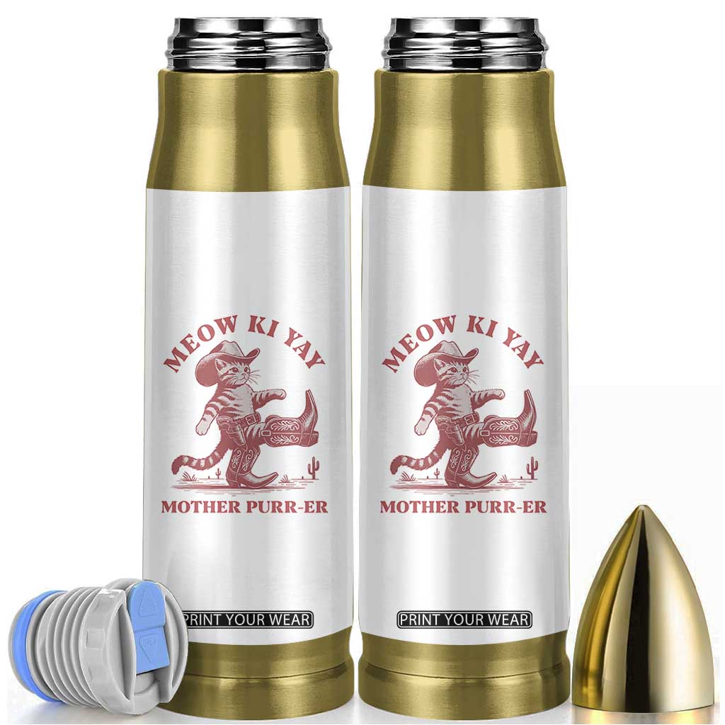 Funny Cowboy Cat Bullet Tumbler Western Rodeo Meow Ki Yay Mother Purrer TS14 White Print Your Wear