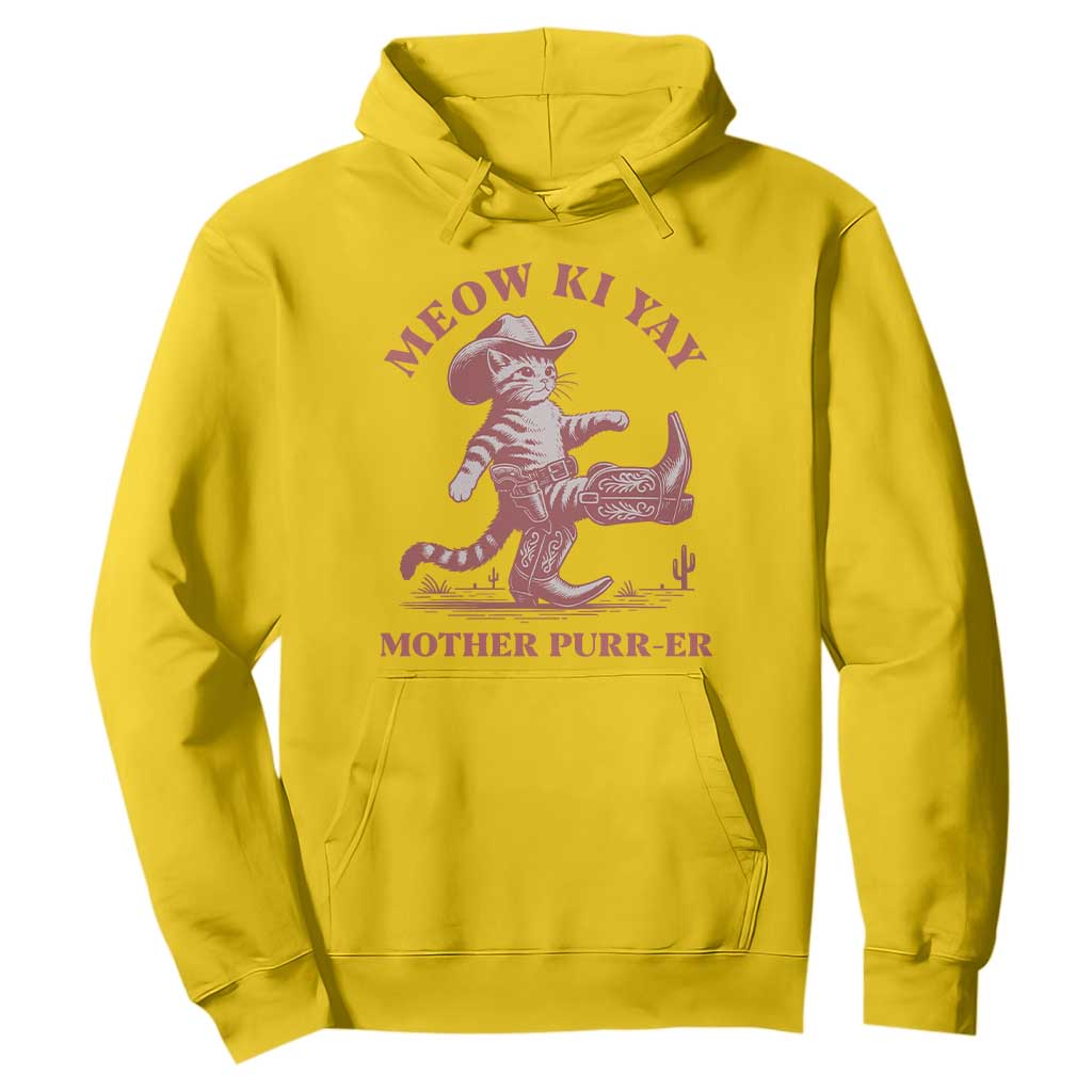 Funny Cowboy Cat Hoodie Western Rodeo Meow Ki Yay Mother Purrer TS14 Daisy Print Your Wear