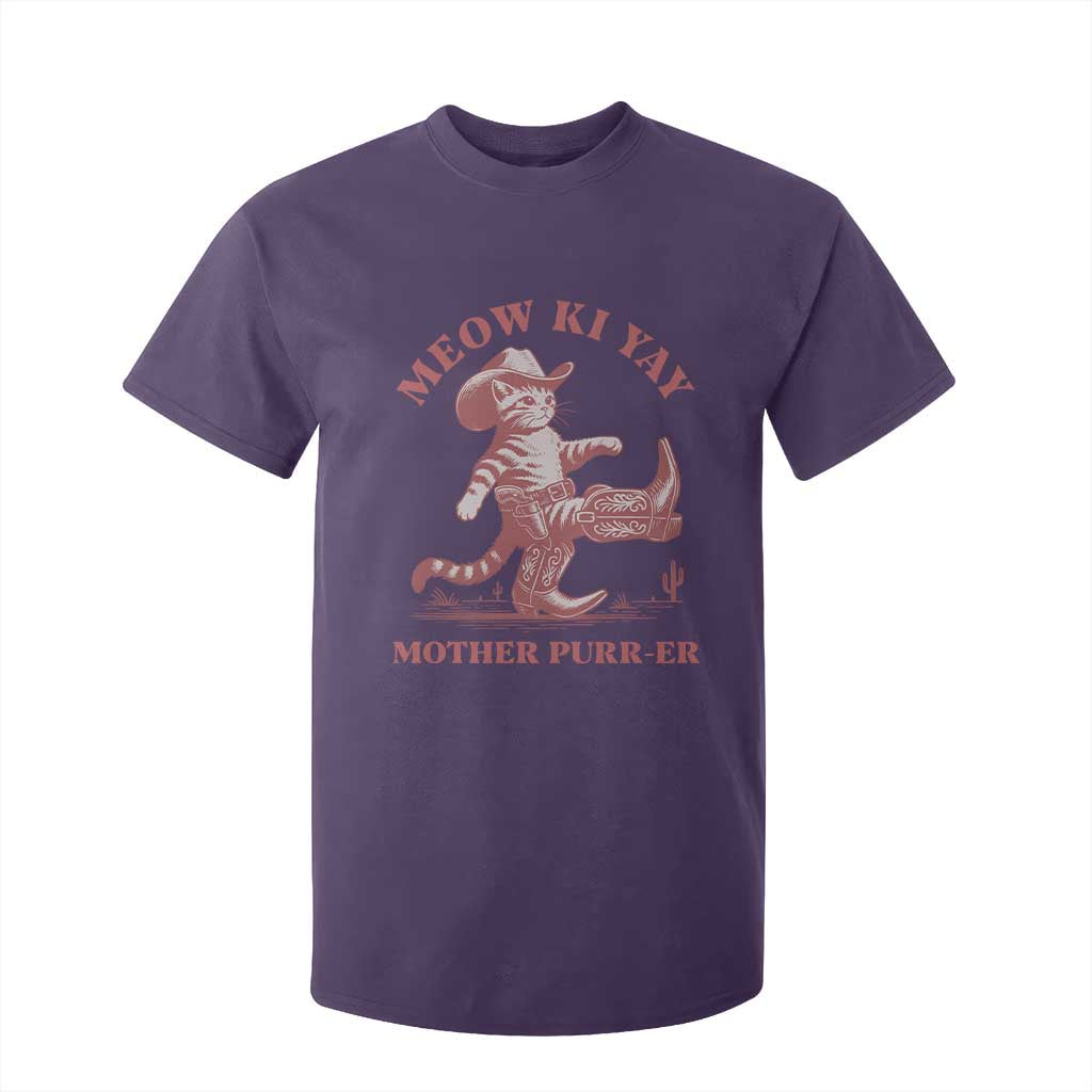 Funny Cowboy Cat T Shirt For Kid Western Rodeo Meow Ki Yay Mother Purrer TS14 Purple Print Your Wear