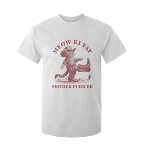 Funny Cowboy Cat T Shirt For Kid Western Rodeo Meow Ki Yay Mother Purrer TS14 White Print Your Wear